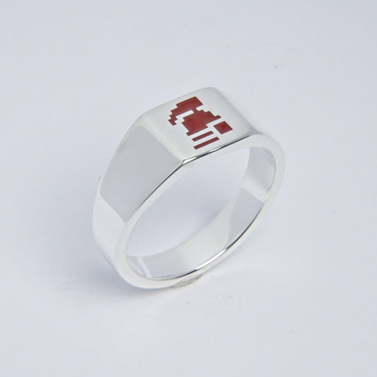 Sterling Silver Ring featuring the HCIM logo in ceramic enamel on its face